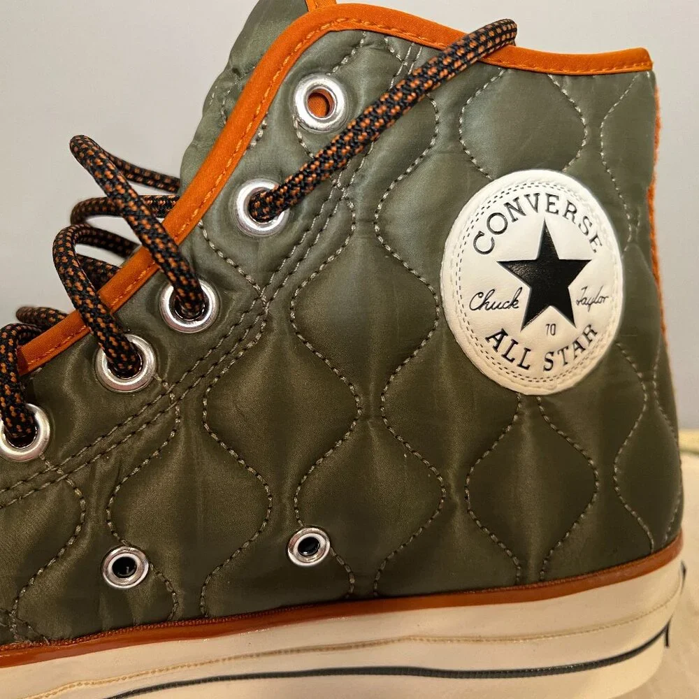 Converse Quilted High-Top Sneakers - Green and Brown - Picture 2 of 7